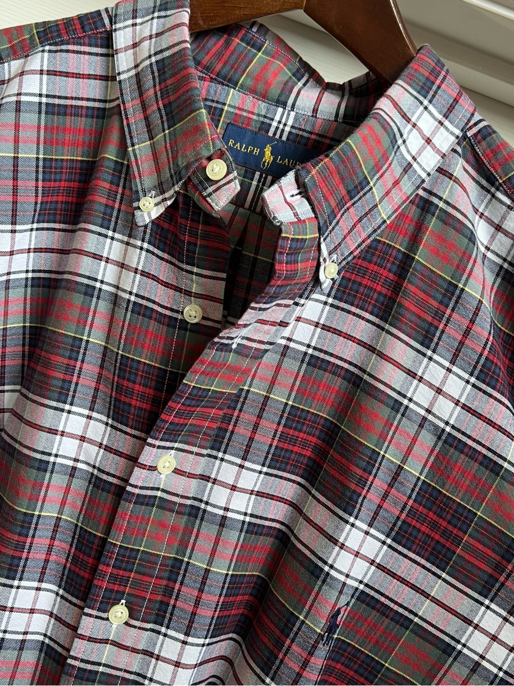 Polo Ralph Lauren Red, White & Navy Plaid Button-Down Oxford Shirt 2XLT